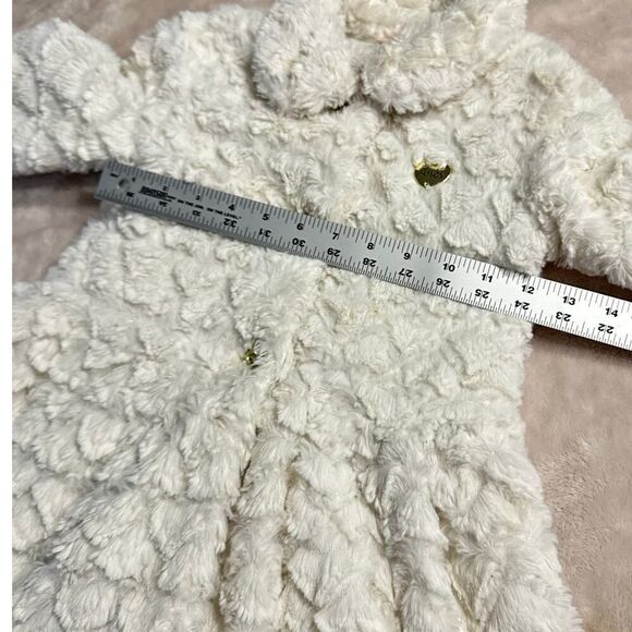 Juicy Couture Jacket Girl's 4T Ivory Faux Fur Peplum Collared Long Sleeve Fluffy - Picture 11 of 12